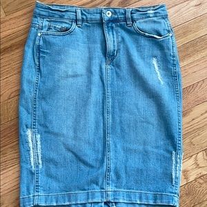 Denim Distressed Skirt